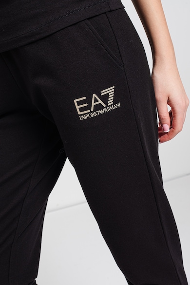 EA7 Pantaloni de trening din amestec de bumbac cu imprimeu logo Femei