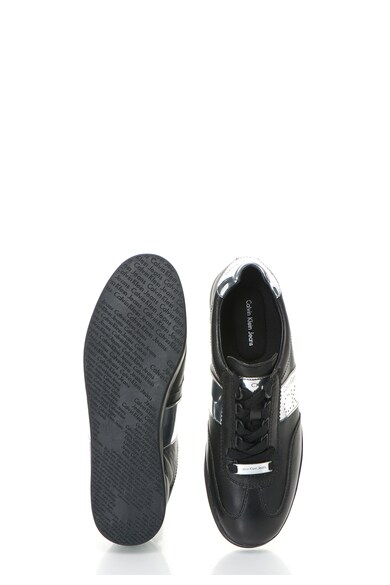 CALVIN KLEIN JEANS Alan Black Leather Casual Shoes with Silvery Details Мъже