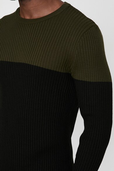 KOTON Kerek nyakú colorblock dizájnú pulóver férfi
