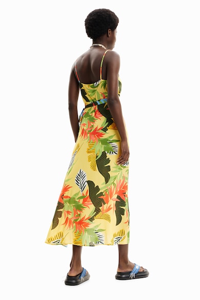 DESIGUAL Rochie de plaja cu imprimeu tropical si model petrecut Femei