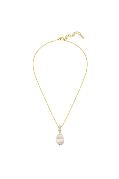 Yokoamii Colier de aur de 14K filat, cu zirconia si perle Femei