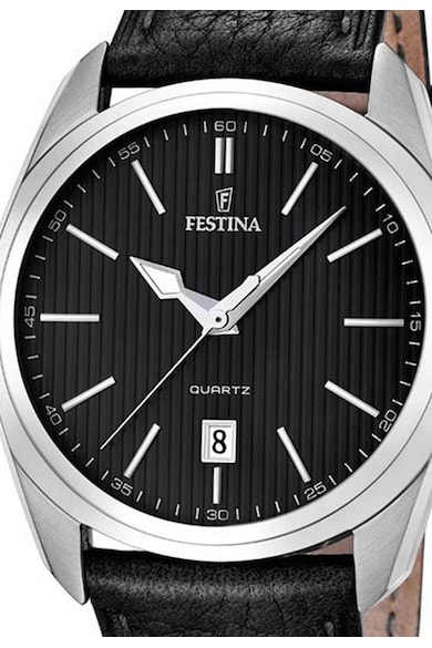 Festina Ceas cu trei indicatoare si curea de piele Barbati