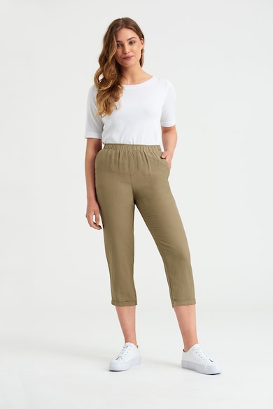 GreenPoint Панталон капри с лен и висока талия Жени