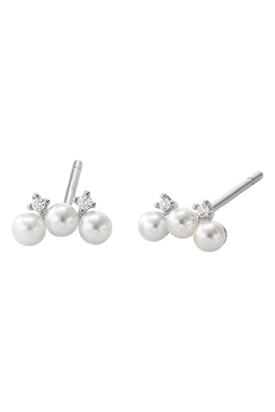 Lisa&Co. Cercei placati cu rodiu si decorati cu zirconia si perle Femei