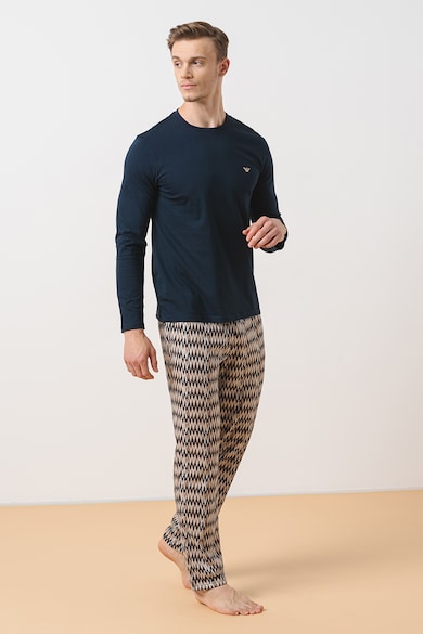 Emporio Armani Underwear Дълга памучна пижама с овално деколте Мъже