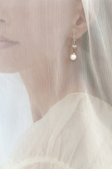 Maison Pauline Cercei placati cu aur de 14K si decorati cu zirconia si perle sintetice Femei
