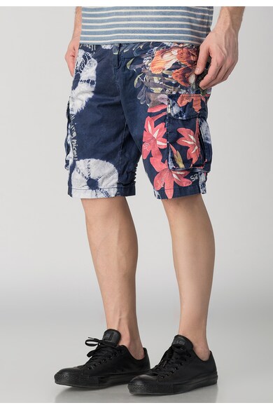 DESIGUAL Izlin Navy Cargo Shorts With Multicolored Print Мъже