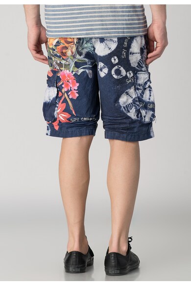 DESIGUAL Izlin Navy Cargo Shorts With Multicolored Print Мъже