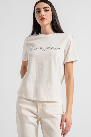 JdY Памучна тениска с надпис Жени