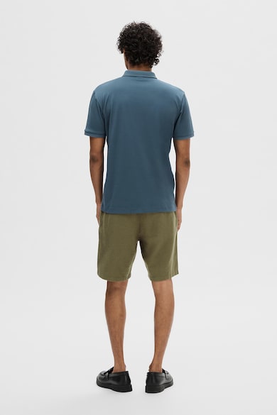 Selected Homme Тениска с органичен памук с яка и къс цип Мъже