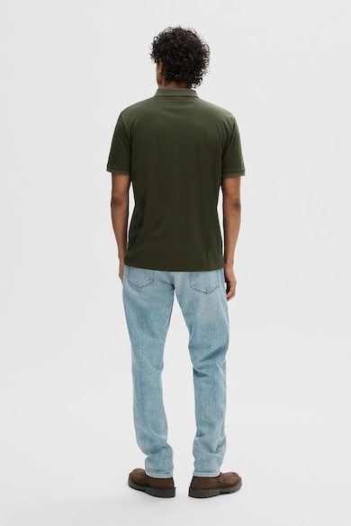 Selected Homme Galléros organikuspamut tartalmú póló cipzáros hasítékkal férfi