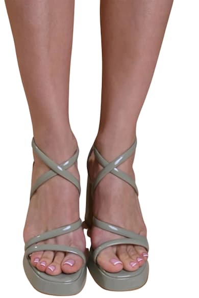 YONCY Sandale de piele ecologica cu aspect lacuit Femei