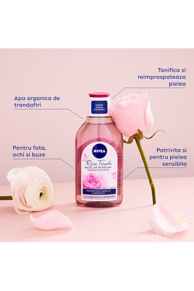 Nivea Apa micelara monofazica  Rose Touch cu apa organica de trandafiri, 400 ml Femei