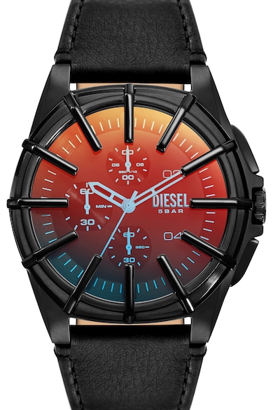 Diesel Кварцов часовник с кожена каишка Мъже