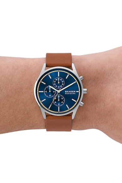 Skagen Chrono karóra bőrszíjjal férfi