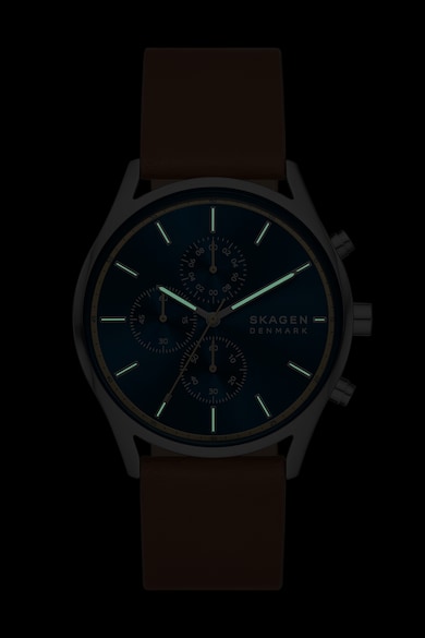 Skagen Chrono karóra bőrszíjjal férfi