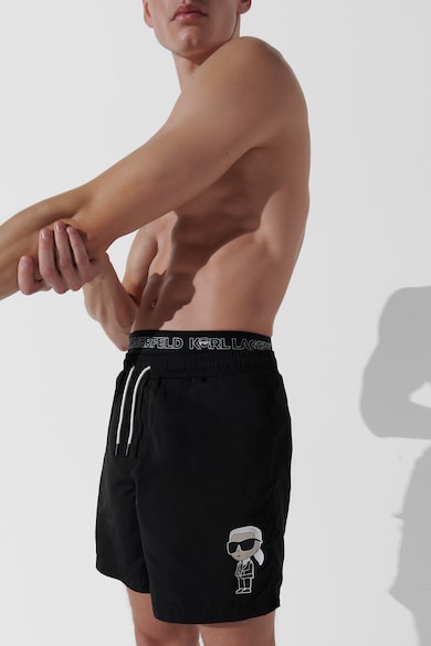 Karl Lagerfeld Плувни шорти с дизайн 2 в 1 и връзка Мъже