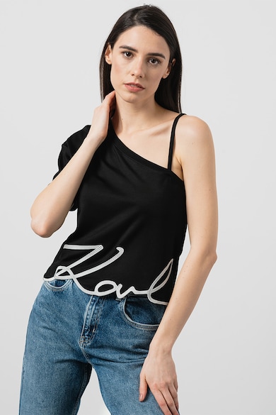 Karl Lagerfeld Egyvállas póló hímzett logóval női