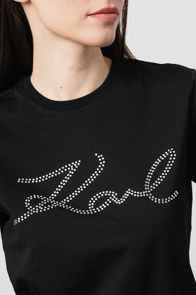 Karl Lagerfeld Тениска от органичен памук с декоративни камъни Жени
