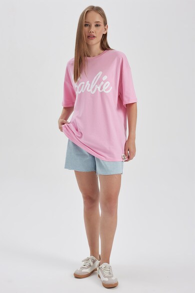 DeFacto Уголемена тениска с шарка с Barbie Жени