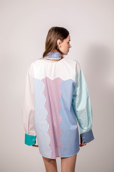 UVIA Памучна рикля тип риза с цветен блок Жени