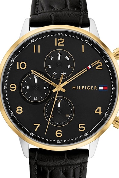 Tommy Hilfiger Multifunkciós karóra bőrszíjjal férfi