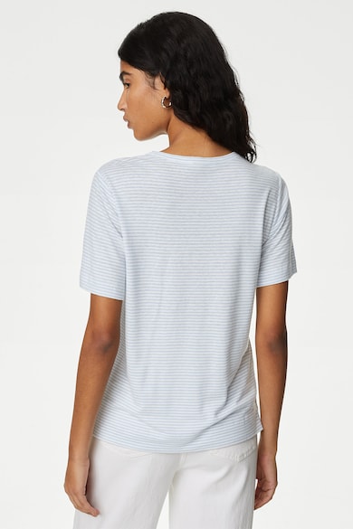 Marks & Spencer Тениска с лен и модал на райе Жени