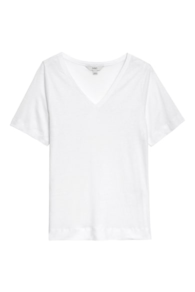 Marks & Spencer Тениска от лен и модал с шпиц Жени
