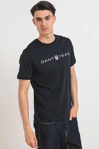 Gant Памучна тениска с овално деколте и лого Мъже