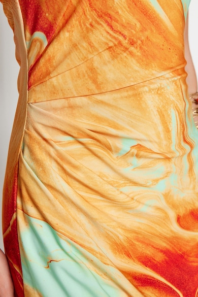 Trendyol Batikolt mintás ruha aszimmetrikus nyakkivágással női