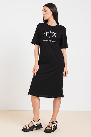 ARMANI EXCHANGE Rochie-tricou cu imprimeu logo si slituri laterale Femei