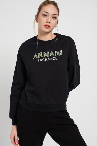 ARMANI EXCHANGE Суитшърт с лого от декоративни камъни Жени