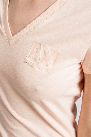 ARMANI EXCHANGE Tricou cu decolteu in V si imprimeu logo discret Femei