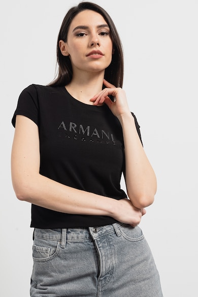 ARMANI EXCHANGE Szűk fazonú póló logórátéttel női