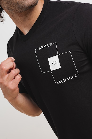 ARMANI EXCHANGE V-nyakú pamutpóló logómintával férfi