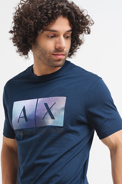 ARMANI EXCHANGE Памучна тениска с овално деколте и лого Мъже