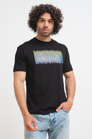ARMANI EXCHANGE Памучна тениска с овално деколте и лого Мъже