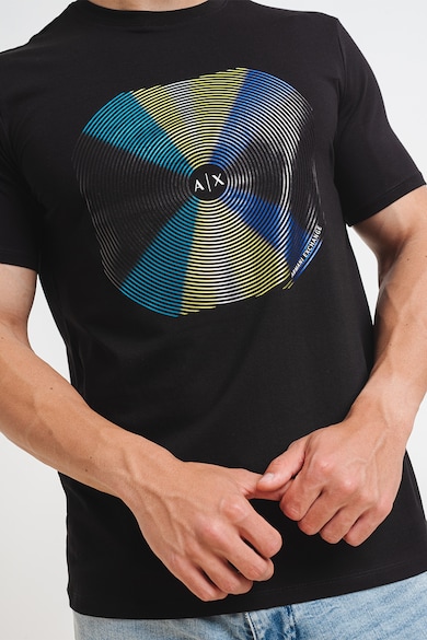ARMANI EXCHANGE Памучна тениска с овално деколте и щампа Мъже