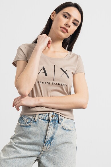 ARMANI EXCHANGE Szűk fazonú logómintás póló női