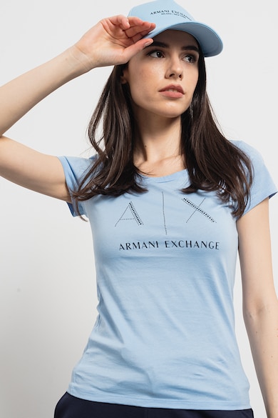 ARMANI EXCHANGE Pamutpóló strasszköves logórátéttel női