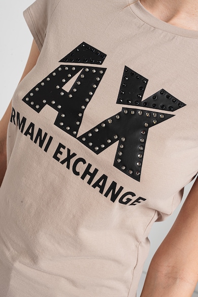 ARMANI EXCHANGE Tricou slim fit cu logo si strasuri Femei