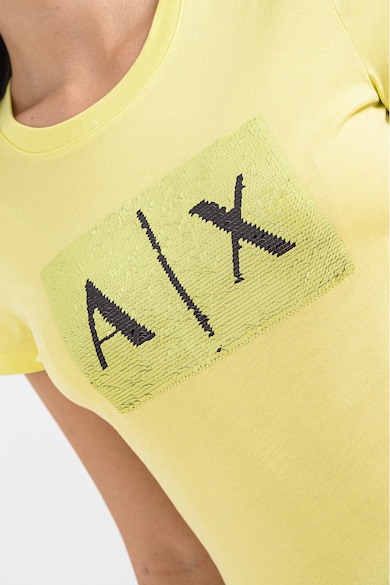 ARMANI EXCHANGE Szűk fazonú póló kétoldalú flitterekkel női