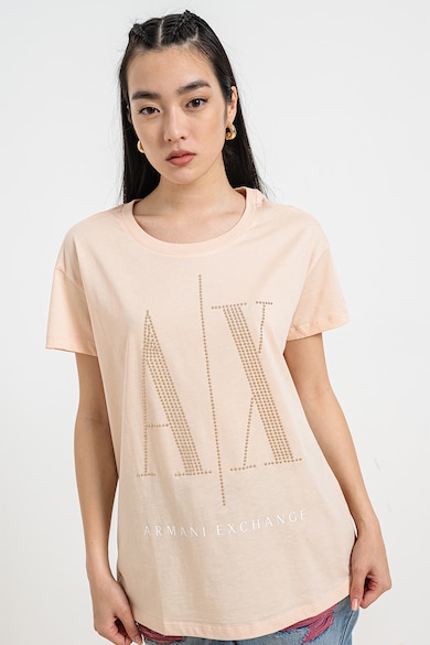 ARMANI EXCHANGE Laza fazonú póló szegecses logóval női