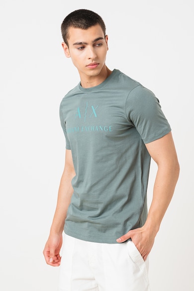 ARMANI EXCHANGE Вталена памучна тениска с лого Мъже
