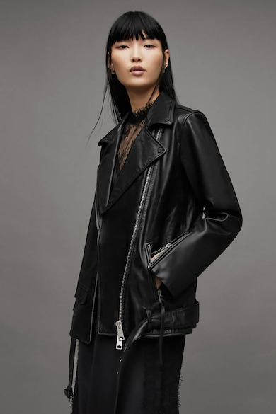 AllSaints Jacheta biker supradimensionata din piele Femei