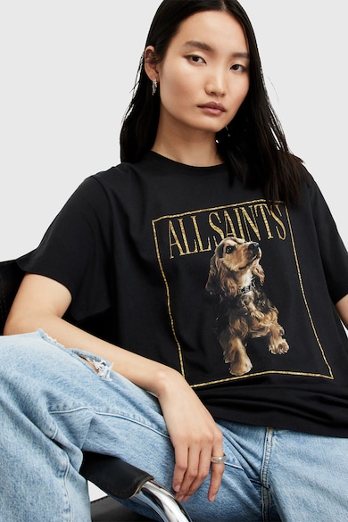 AllSaints Уголемена тениска Pepper с лого и принт Жени