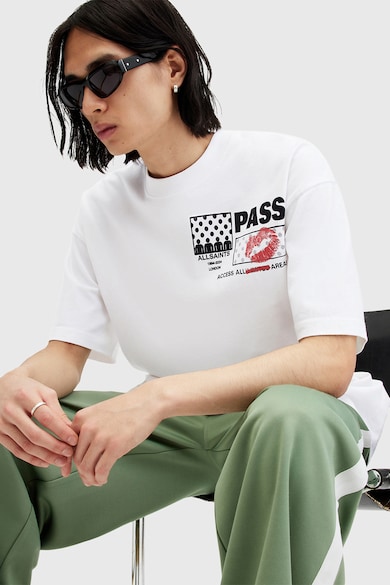 AllSaints Уголемена тениска Pass с принт Мъже