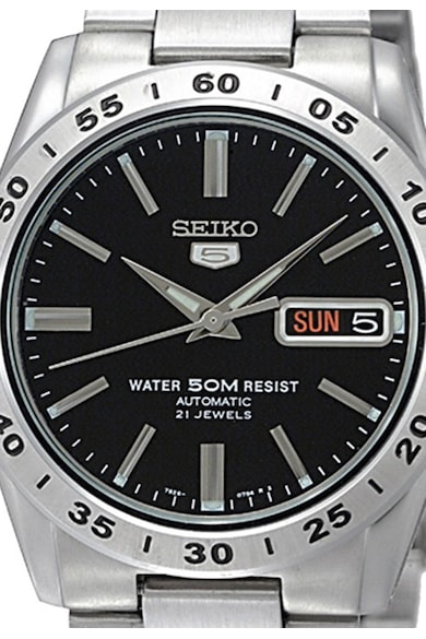 Seiko Ceas automatic argintiu cu negru 5 Gent Barbati