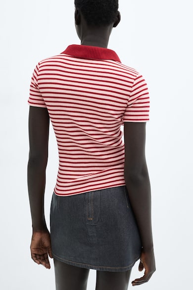Mango Almond galléros póló csíkos mintával női