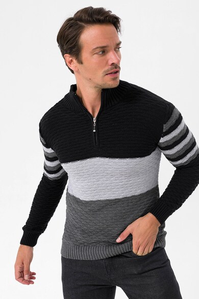 Felix Hardy Раиран пуловер с къс цип Мъже